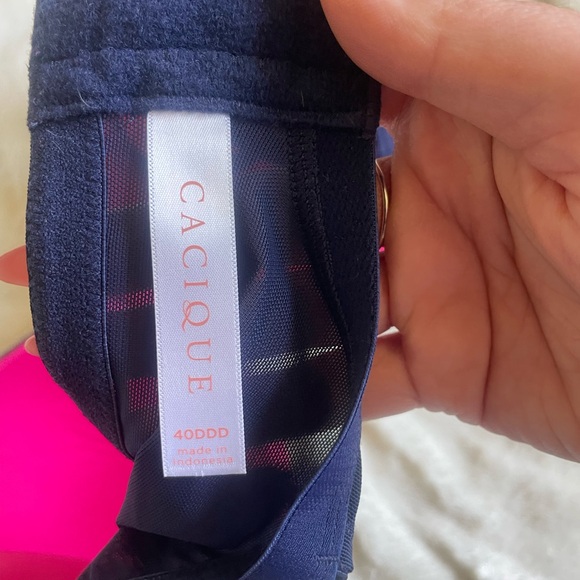 Cacique Balconette Lace Underwire Bra - Pink and Black - Picture 3 of 4